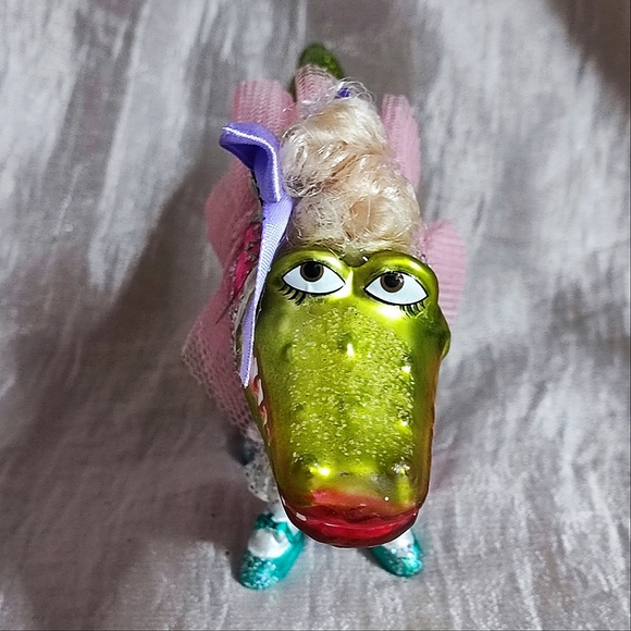 BestPysanky Lady Alligator Crocodile Mercury Glass Vintage Christmas Ornament - Picture 2 of 7